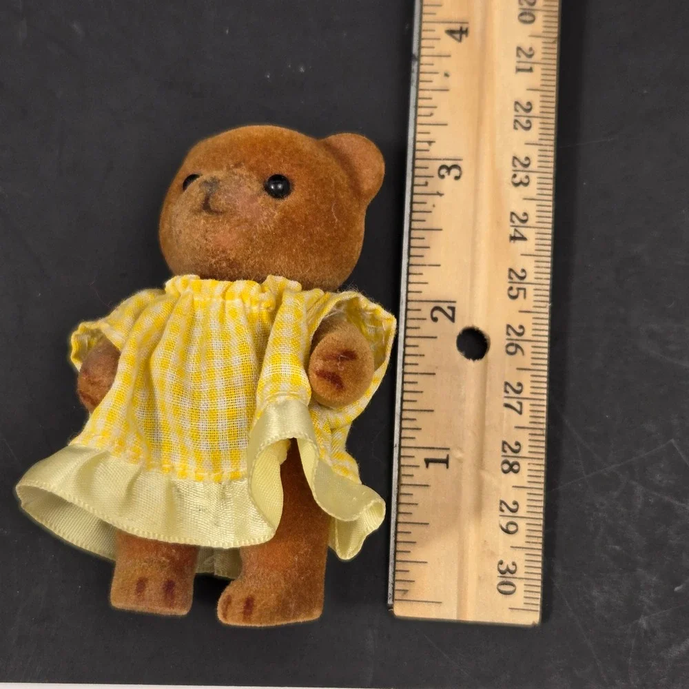 Vintage Calico Critters Sylvanian Families Bear Figures Set Blue Yellow Pink